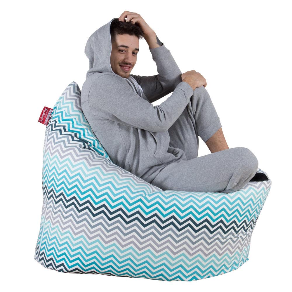 Extra Nagyméretű Babzsák - Geometriai Minták Zegzugos Pávakék 04