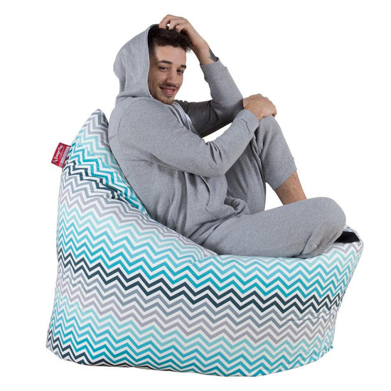 Extra Nagyméretű Babzsák - Geometriai Minták Zegzugos Pávakék 04