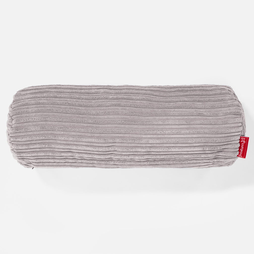 Hengerpárnahuzat 20 x 55cm - Klasszikus Kordbársony Alumínium Ezüst 02