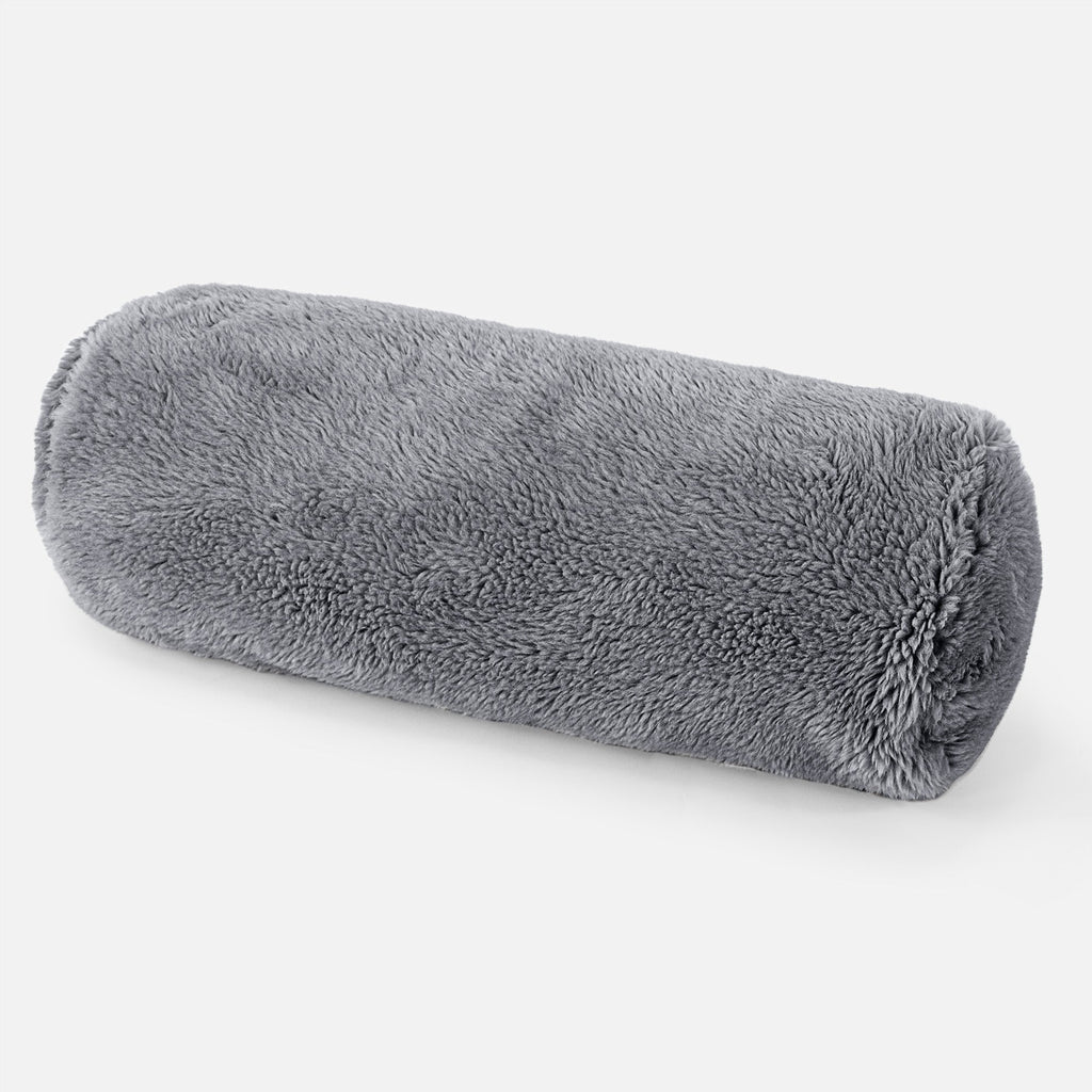 Hengerpárnahuzat 20 x 55cm - Teddy Műszőrme Sötétszürke 01