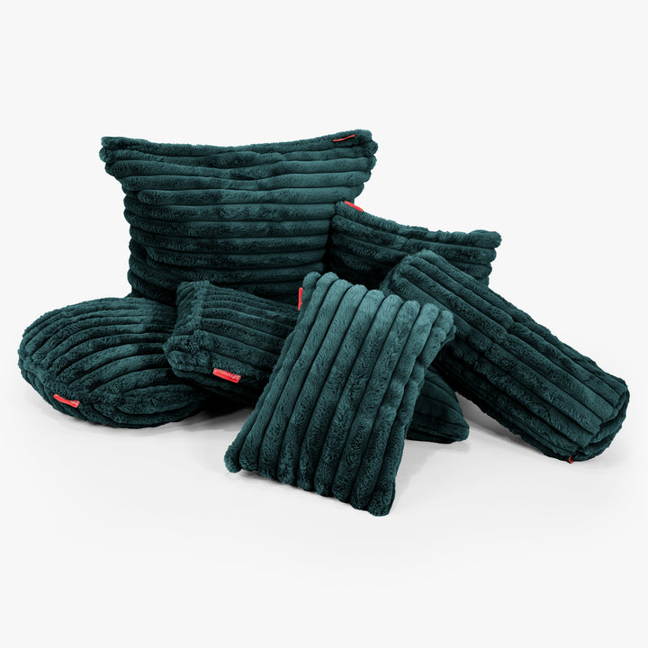 Kerek Párnahuzat 50cm - Ultra Plüss Kord Pávakék 02