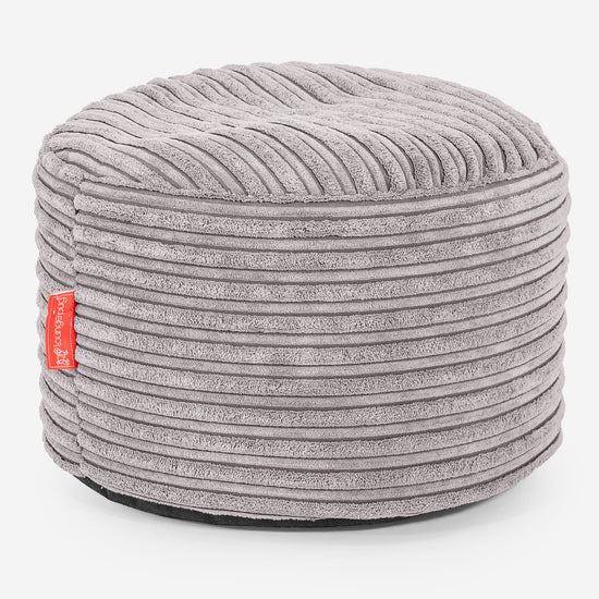 Kis Kerek Lábtartó - Klasszikus Kordbársony Alumínium Ezüst 01