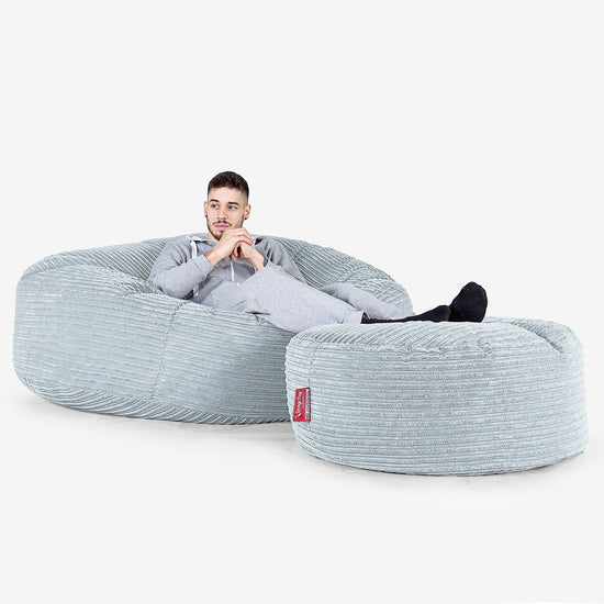 Mega Mamut Méretű Babzsák-Kanapé - Klasszikus Kordbársony Babakék 02