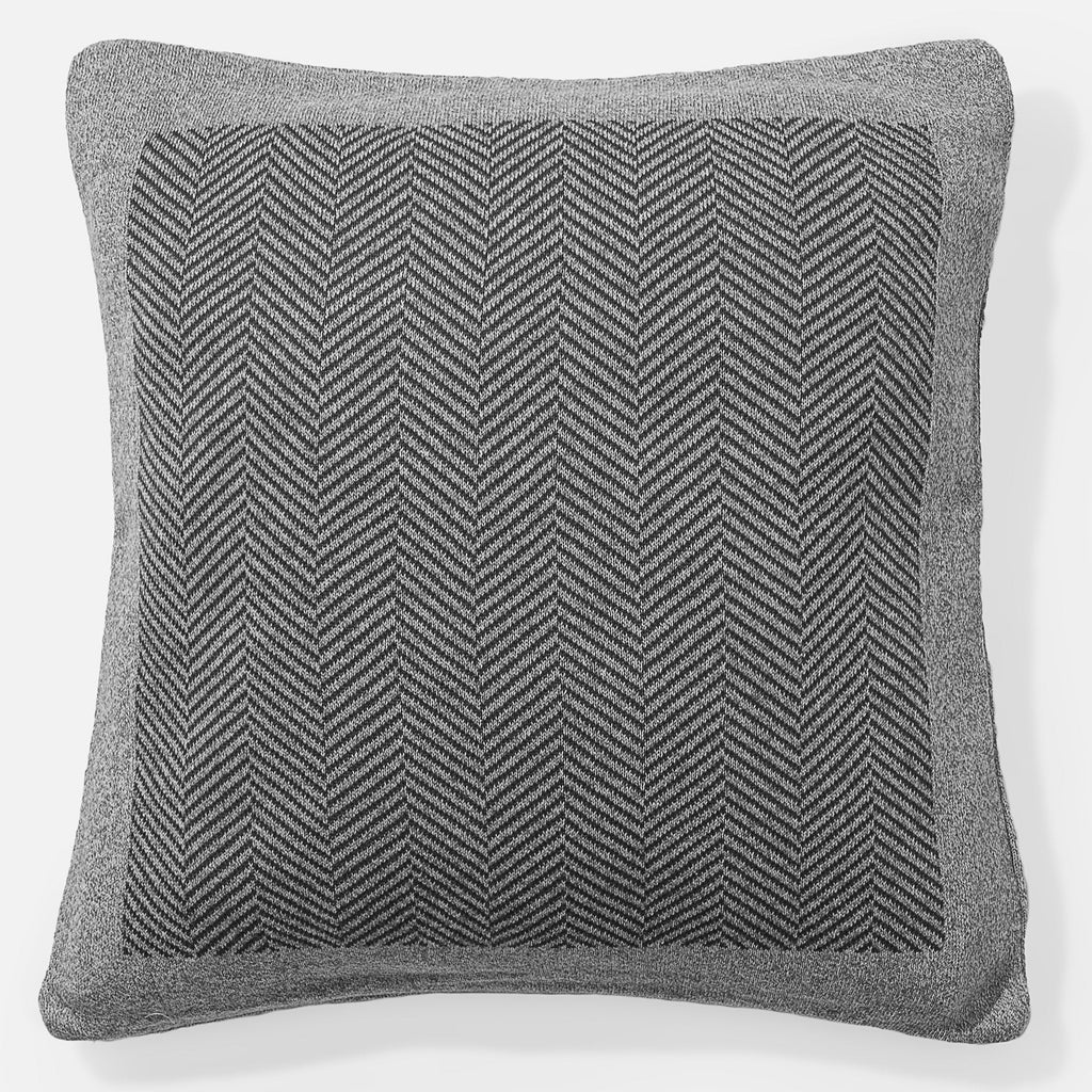 Párnahuzat 47 x 47cm - 100% Luxuskivitelű Kötött Halcsont Szürke 01