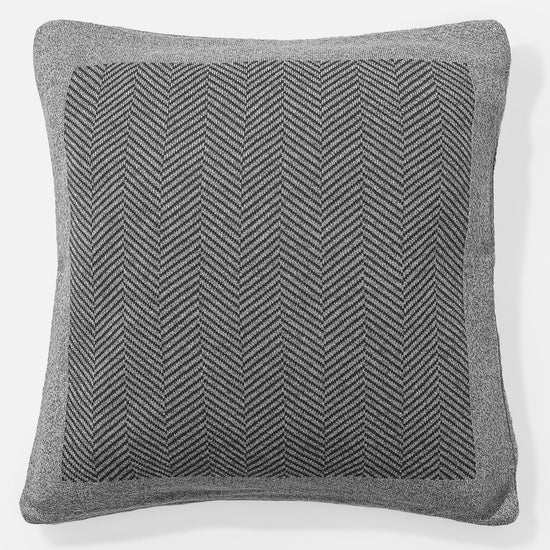 Párnahuzat 47 x 47cm - 100% Luxuskivitelű Kötött Halcsont Szürke 01
