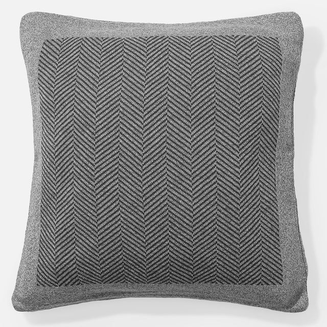 Párnahuzat 47 x 47cm - 100% Luxuskivitelű Kötött Halcsont Szürke 01