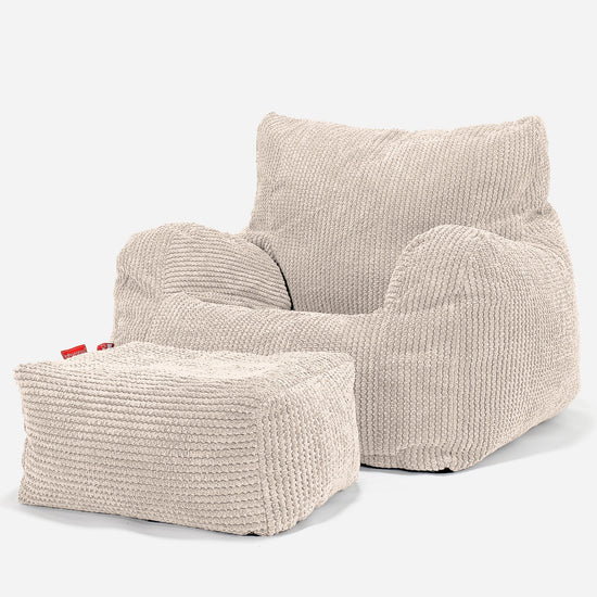 Josephine Babzsákfotel Kartámasszal - Pompon Elefántcsont 02