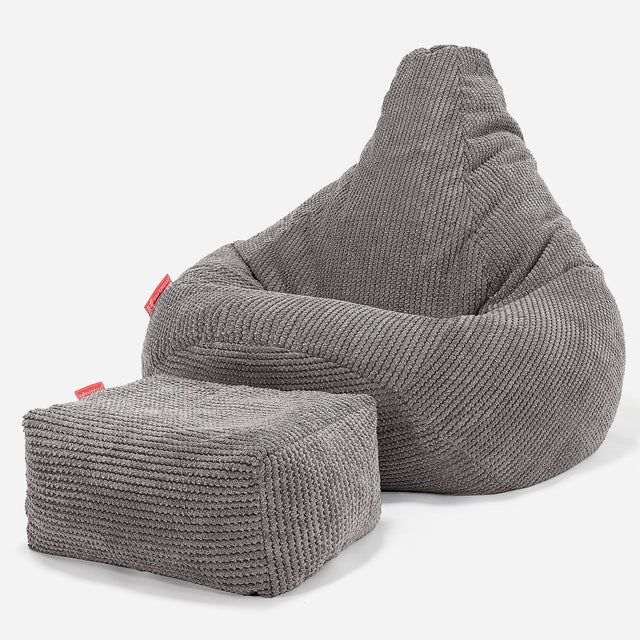 Háttámlás Babzsákfotel - Pompon Szénfekete 01