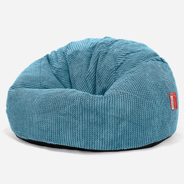 Klasszikus Babzsákfotel - Pompon Égei-tengeri kék 01