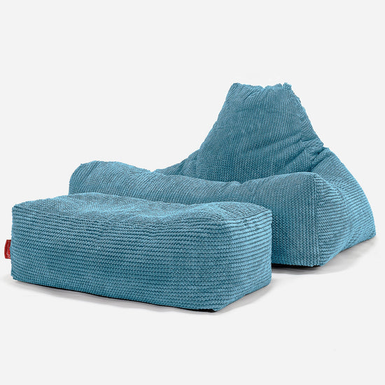 Babzsák-Klubfotel - Pompon Égei-tengeri kék 02