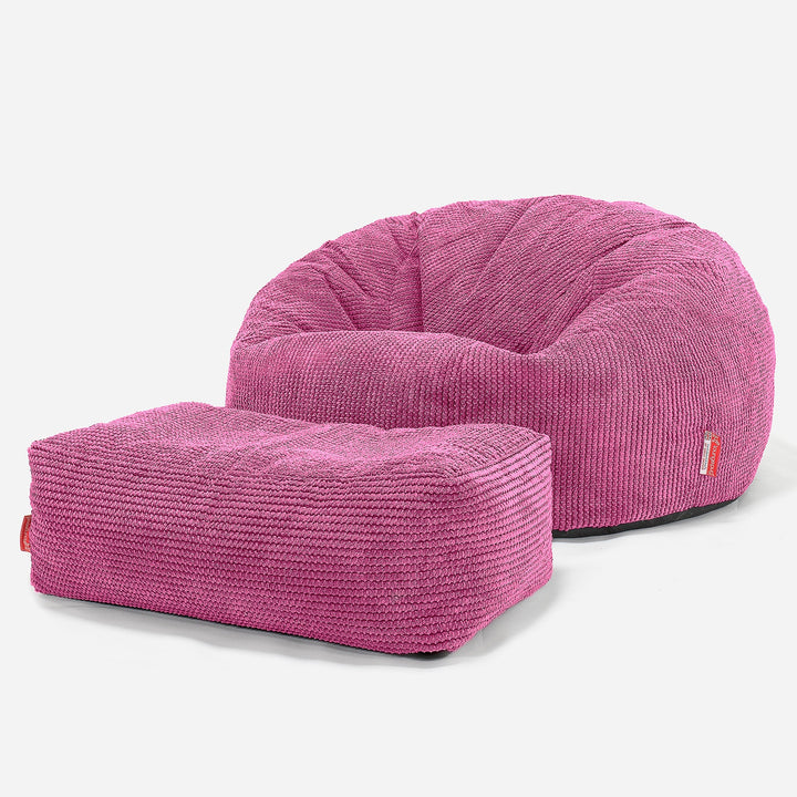 Klasszikus Babzsák-Kanapé - Pompon Rózsaszínű 02