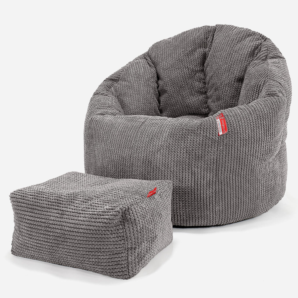 Összebújó Babzsákfotel - Pompon Szénfekete 02