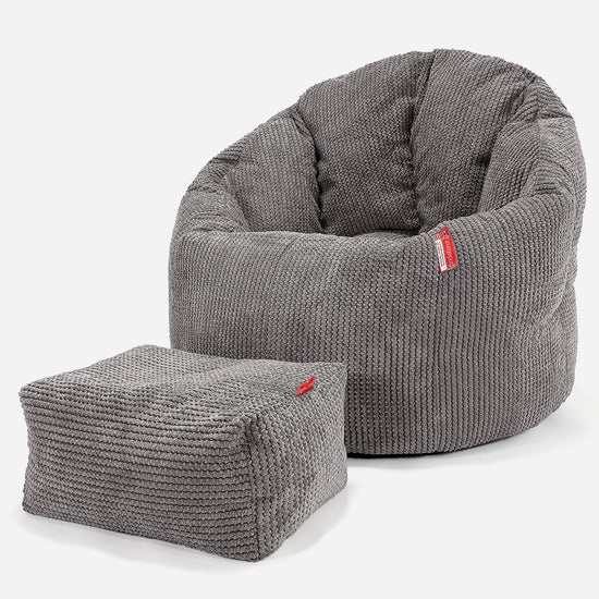 Összebújó Babzsákfotel - Pompon Szénfekete 02