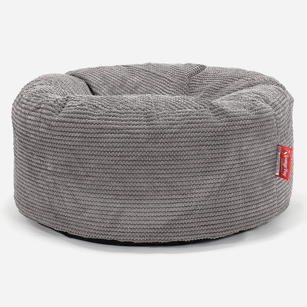 Nagyméretű, Kerek Puff - Pompon Szénfekete 01