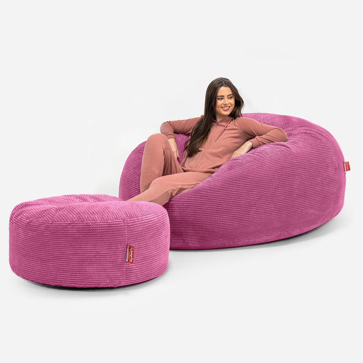 Mega Mamut Méretű Babzsák-Kanapé - Pompon Rózsaszínű 02