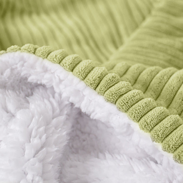 Sherpa Dísztakaró / Pléd Kanapéhoz - Klasszikus Kordbársony Zöldcitrom Fabric Close-up Image