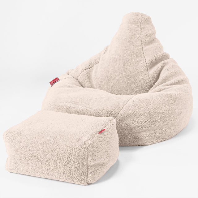 Háttámlás Babzsákfotel - Teddy Műszőrme Tejszín 01