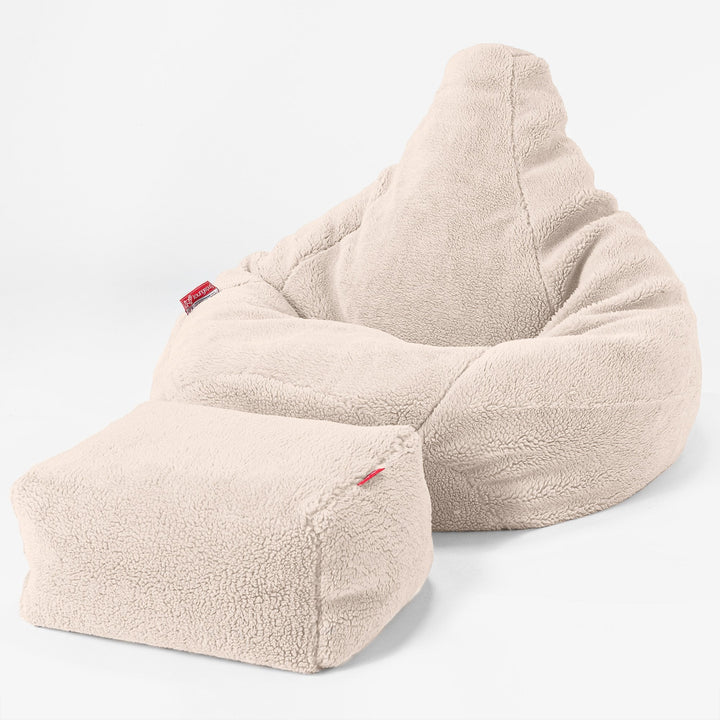 Háttámlás Babzsákfotel - Teddy Műszőrme Tejszín 01