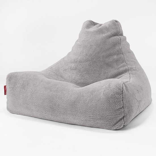 Babzsák-Klubfotel - Teddy Műszőrme Középszürke 01
