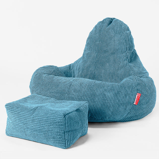 Ultra Lux Gamer Babzsákfotel - Pompon Égei-tengeri kék 02