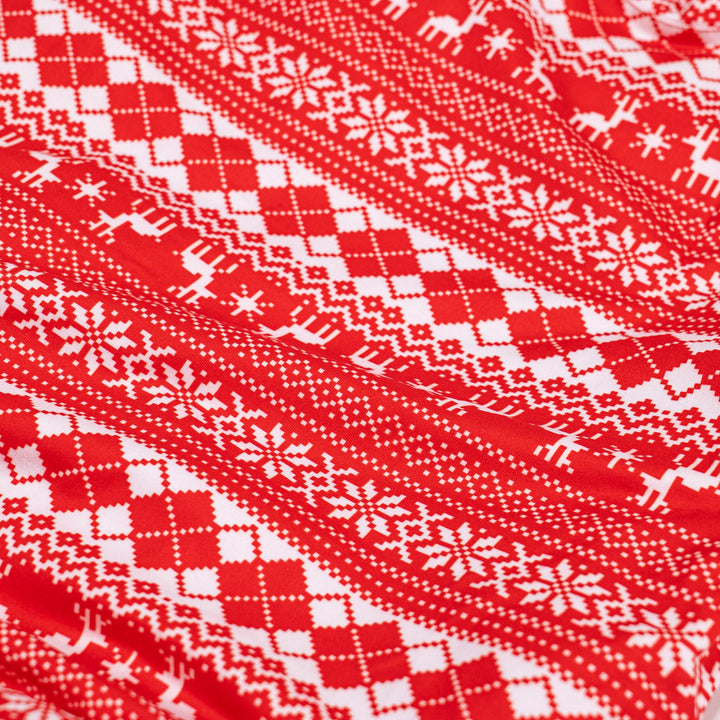 Női Jersey Pizsama - Piros Fair Isle 06